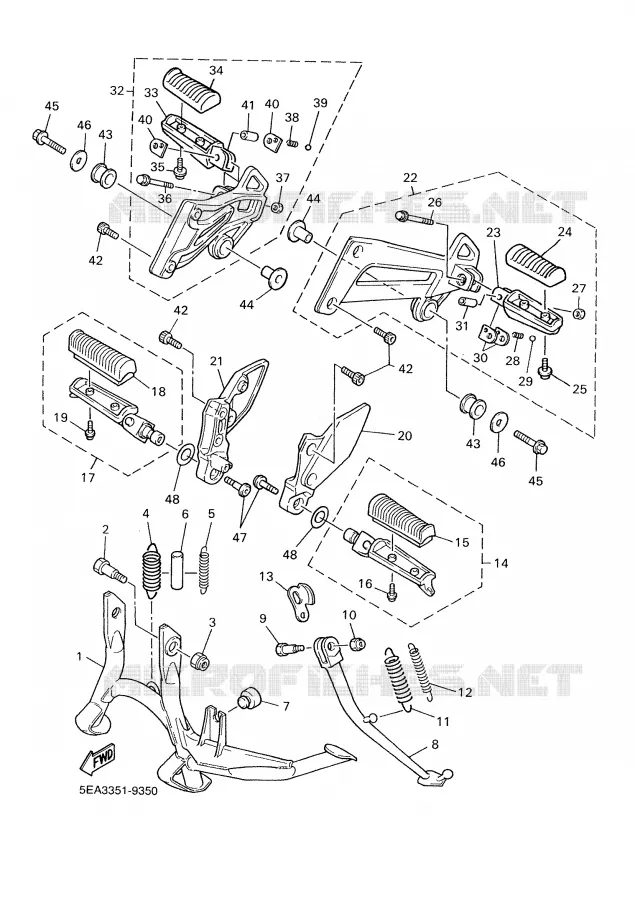 SUPPORT / REPOSE PIEDS Yamaha MOTO 1300 2000 XJR  XJR1300