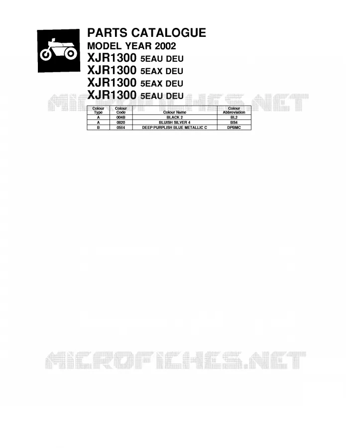 * CATALOG PREFACE * Yamaha MOTO 1300 2002 XJR  XJR1300