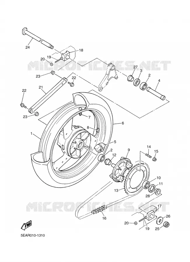 ROUE ARRIERE Yamaha MOTO 1300 2003 XJR  XJR1300