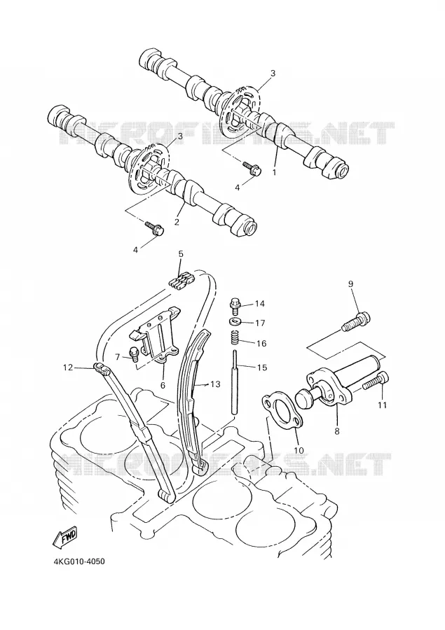 ARBRE A CAMES / CHAINE DE DISTRIBUTION Yamaha MOTO 1300 2004 XJR  XJR1300