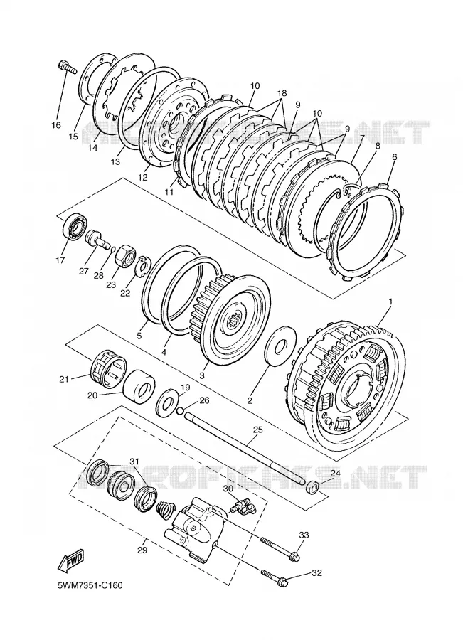 EMBRAYAGE DE DEMARREUR Yamaha MOTO 1300 2005 XJR  XJR1300