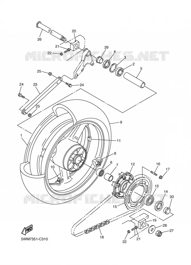 ROUE ARRIERE Yamaha MOTO 1300 2005 XJR  XJR1300