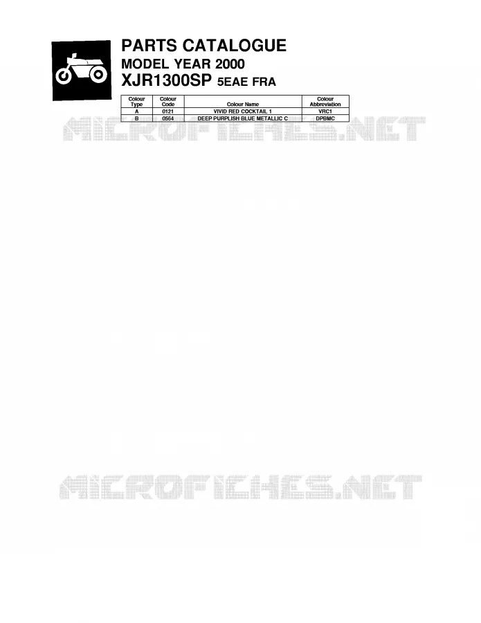 * CATALOG PREFACE * Yamaha MOTO 1300 2000 XJR  XJR1300SP