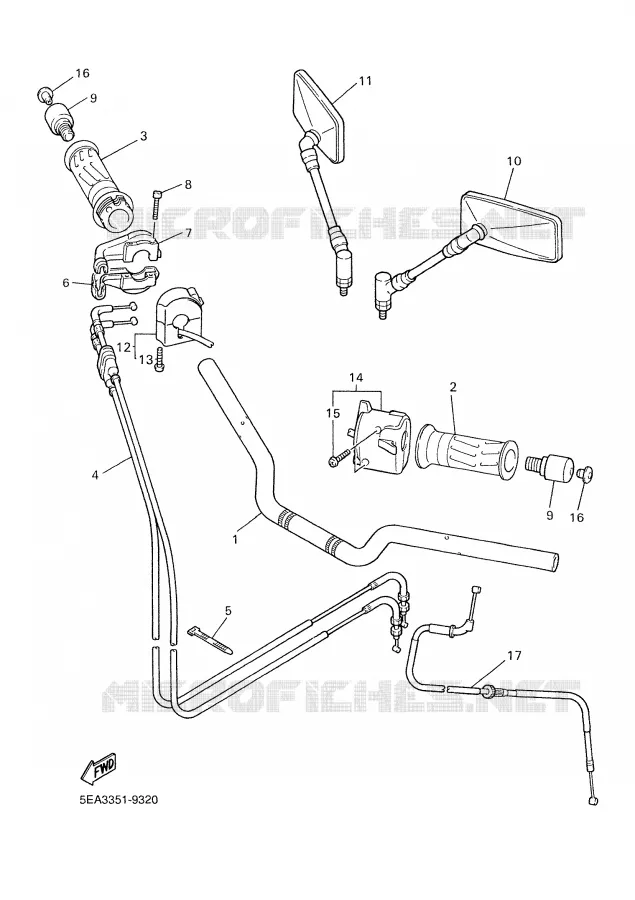 GUIDON ET CABLES Yamaha MOTO 1300 2001 XJR  XJR1300SP