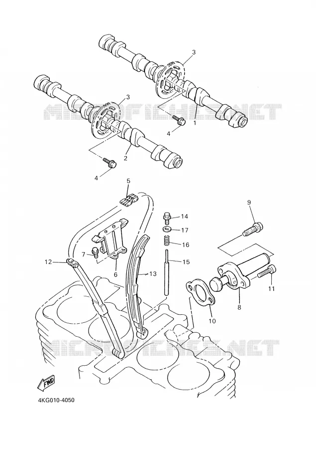 ARBRE A CAMES / CHAINE DE DISTRIBUTION Yamaha MOTO 1300 2001 XJR  XJR1300SP