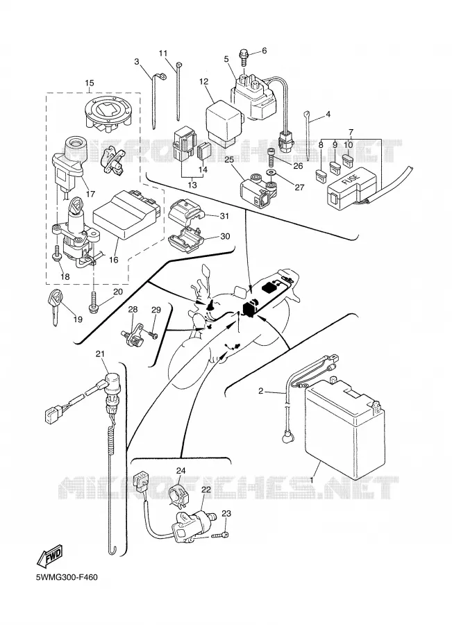 PARTIE ELECTRIQUE 2 Yamaha MOTO 1300 2007 XJR  XJR1300W