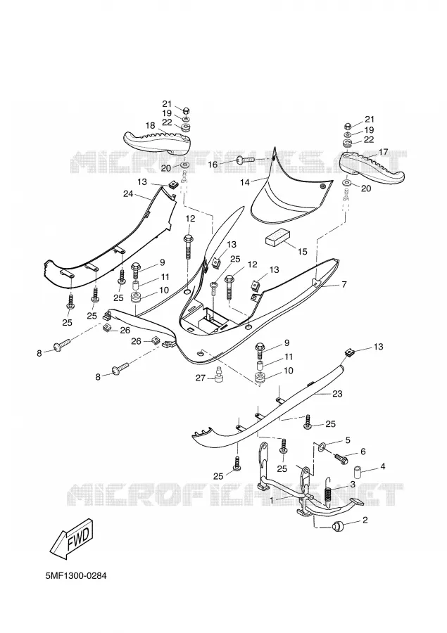SUPPORT / REPOSE PIEDS Yamaha SCOOTER 150 2002 TEOS  XN150 TEO'S