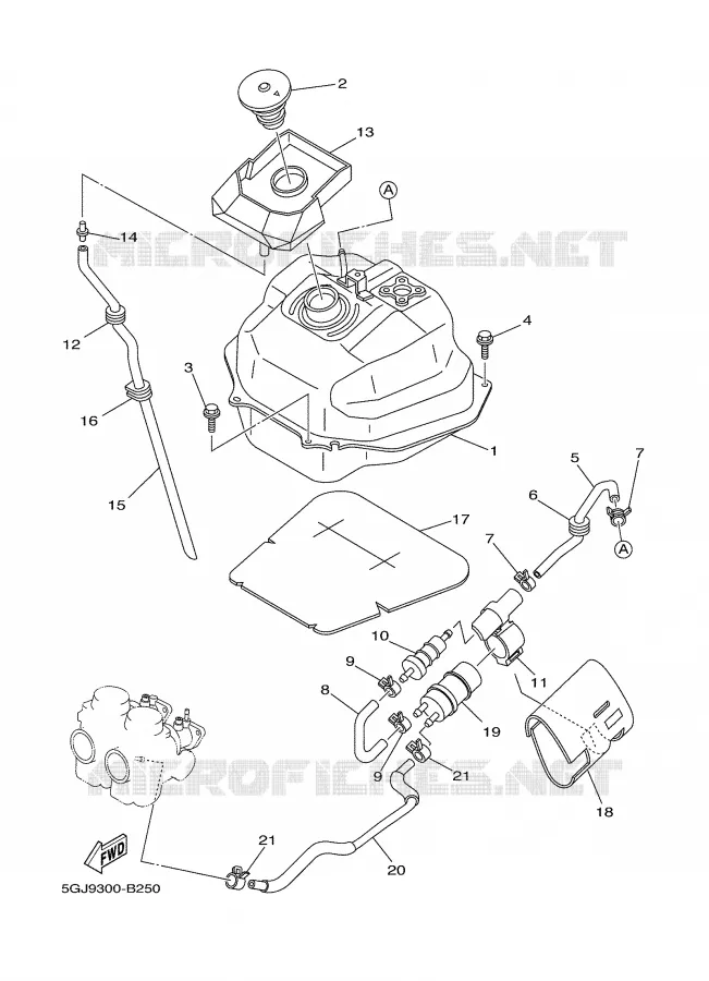 RESERVOIR A ESSENCE Yamaha SCOOTER 500 2003 TMAX  XP500R