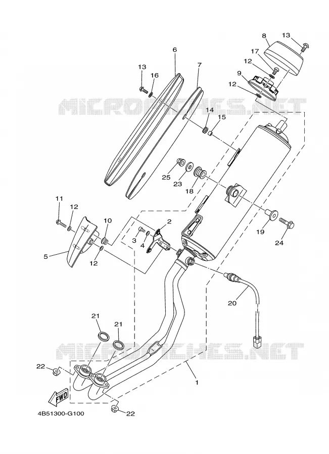 ECHAPPEMENT Yamaha SCOOTER 500 2008 TMAX  XP500X