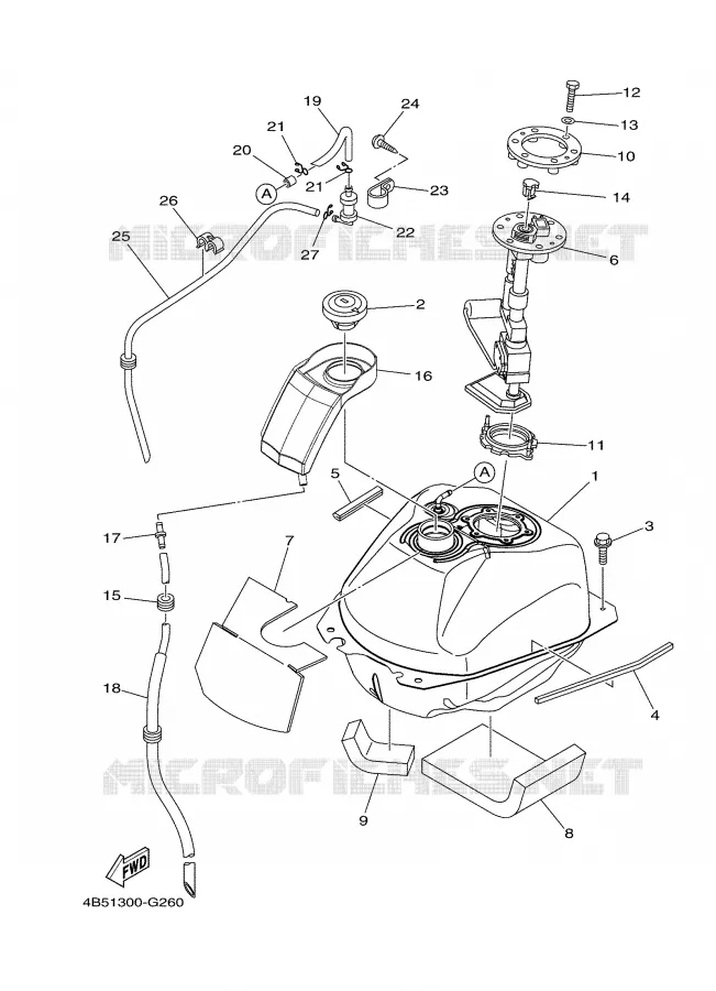 RESERVOIR A ESSENCE Yamaha SCOOTER 500 2008 TMAX  XP500X