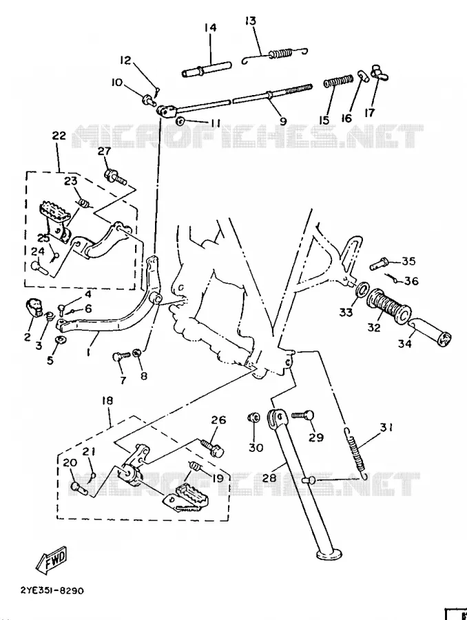 SUPPORT / REPOSE PIEDS Yamaha MOTO 125 1988 XT  XT125