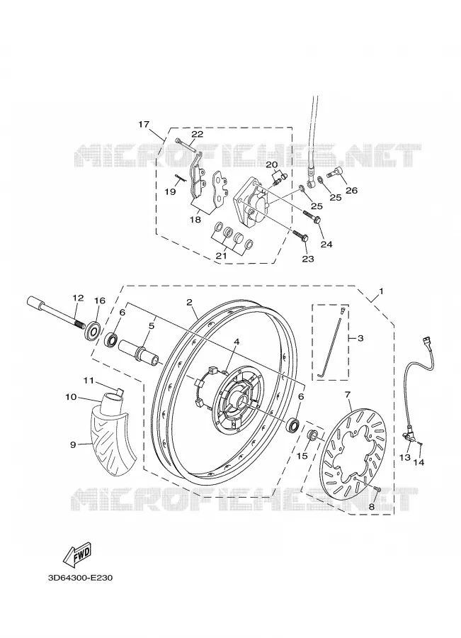 SYSTÈME DE FREIN / ROUE AVANT Yamaha MOTO 125 2006 XTX  XT125X