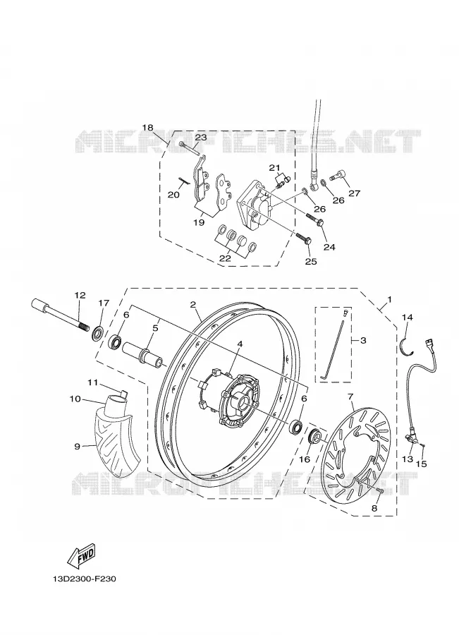SYSTÈME DE FREIN / ROUE AVANT Yamaha MOTO 125 2008 XTX  XT125X