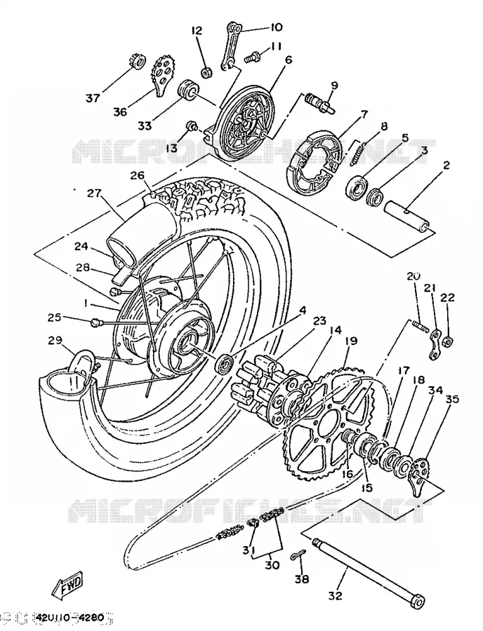 ROUE ARRIERE Yamaha MOTO 250 1986 XT  XT250