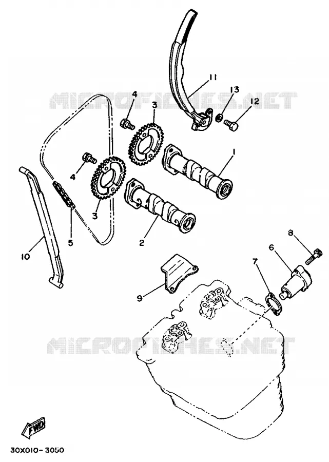 ARBRE A CAMES / CHAINE DE DISTRIBUTION Yamaha MOTO 350 1987 XT  XT350