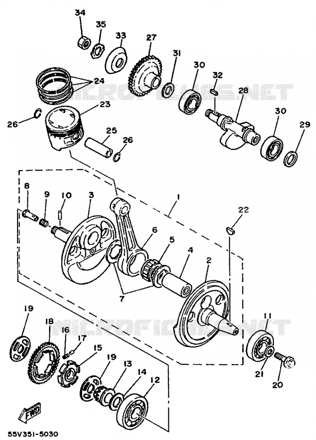 VILEBREQUIN / PISTON Yamaha MOTO 350 1987 XT  XT350