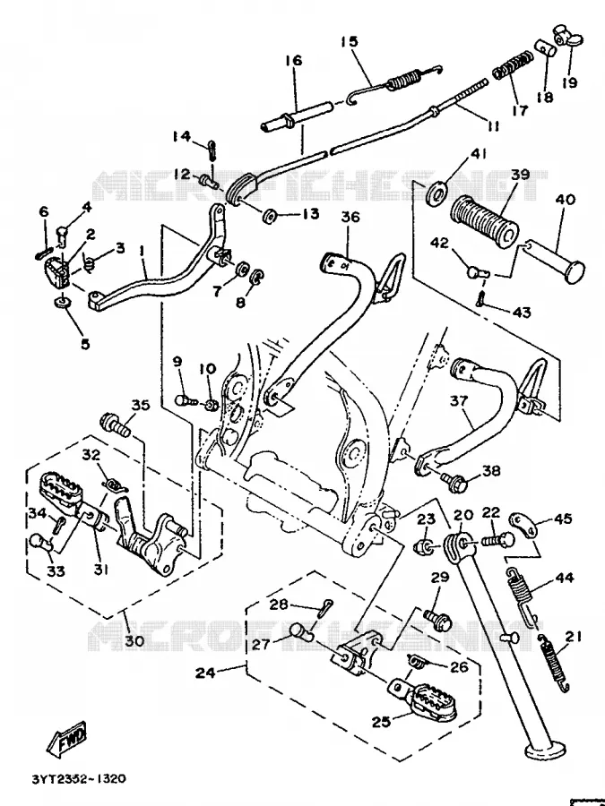 SUPPORT / REPOSE PIEDS Yamaha MOTO 350 1992 XT  XT350