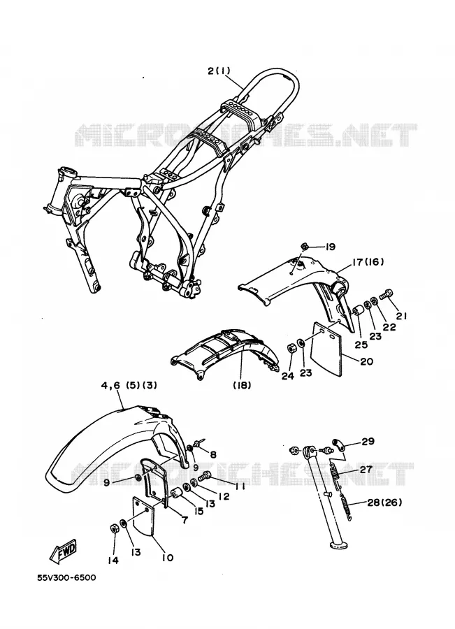 PIÈCES OPTIONNELLES - PARTIE CYCLE Yamaha MOTO 350 1988 XT  XT350'88