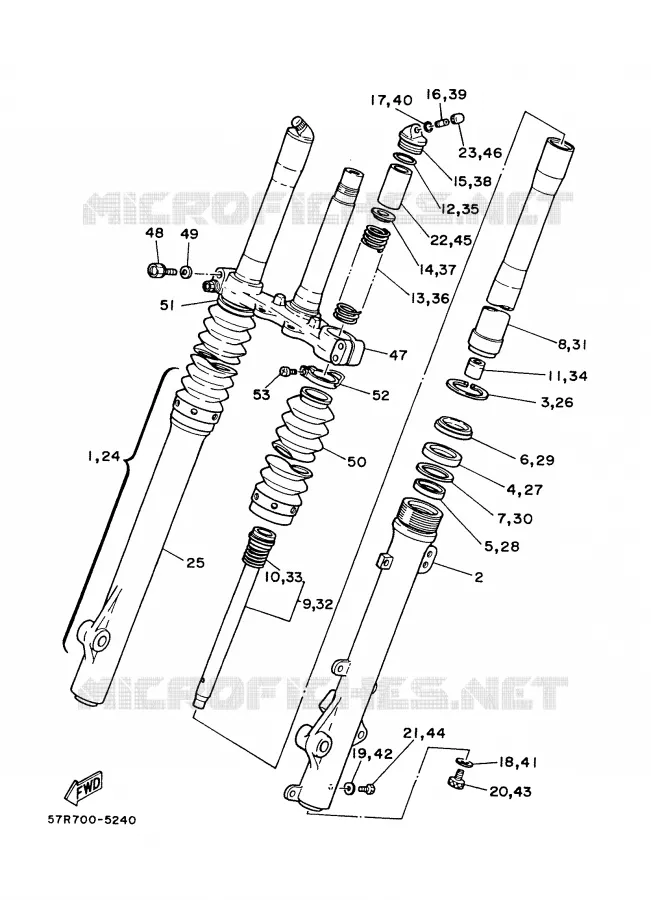 FOURCHE Yamaha MOTO 350 1988 XT  XT350'88