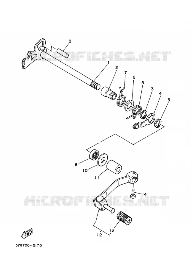 AXE DE SELECTEUR / PEDALE Yamaha MOTO 350 1988 XT  XT350'88