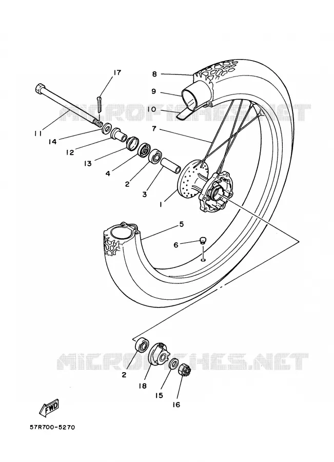 ROUE AVANT Yamaha MOTO 350 1988 XT  XT350'88