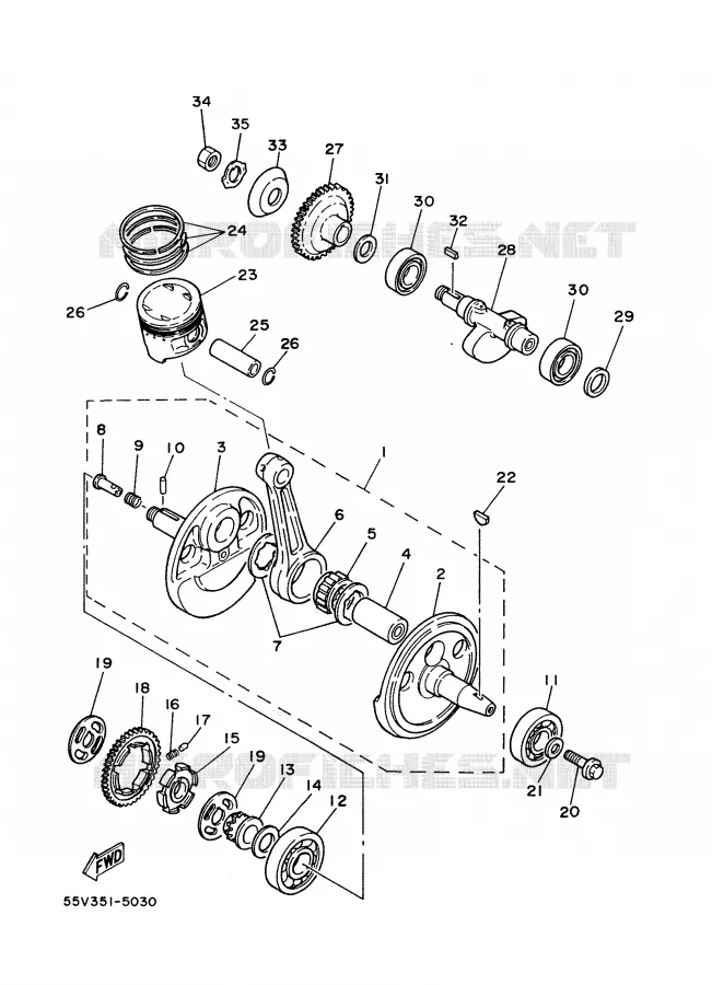 VILEBREQUIN / PISTON Yamaha MOTO 350 1988 XT  XT350'88