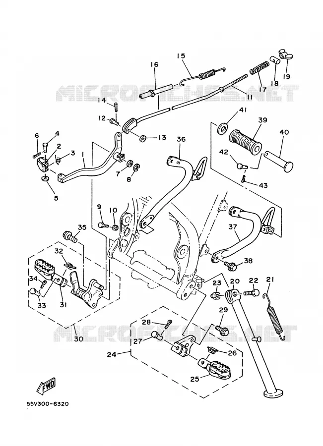 SUPPORT / REPOSE PIEDS Yamaha MOTO 350 1988 XT  XT350'88