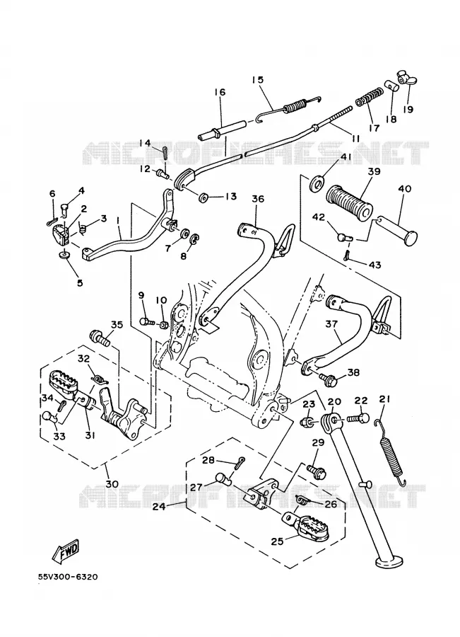 SUPPORT / REPOSE PIEDS Yamaha MOTO 350 1988 XT  XT350'88