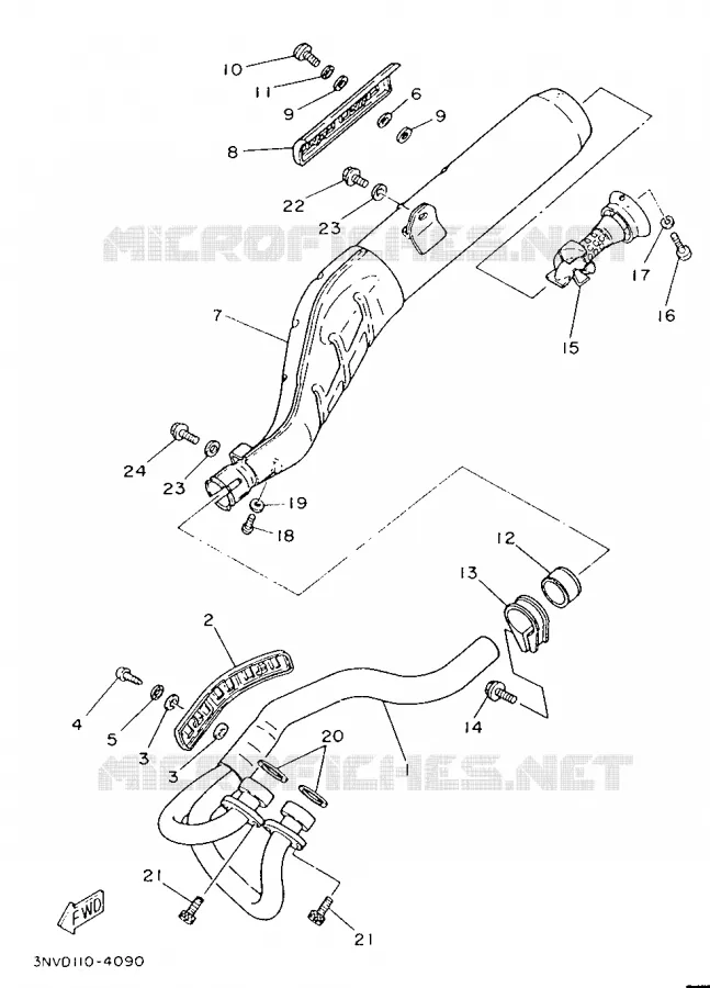 ECHAPPEMENT Yamaha MOTO 350 1996 XT  XT350H