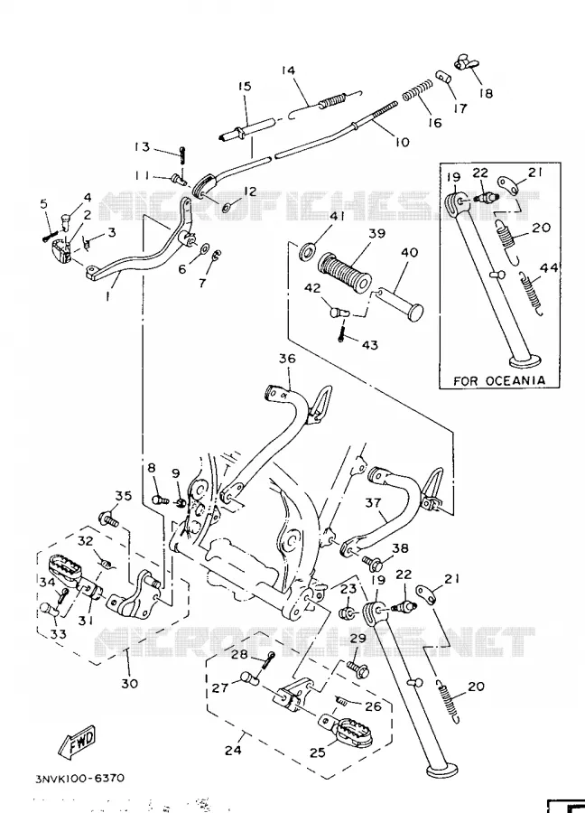 SUPPORT / REPOSE PIEDS Yamaha MOTO 350 1996 XT  XT350HC