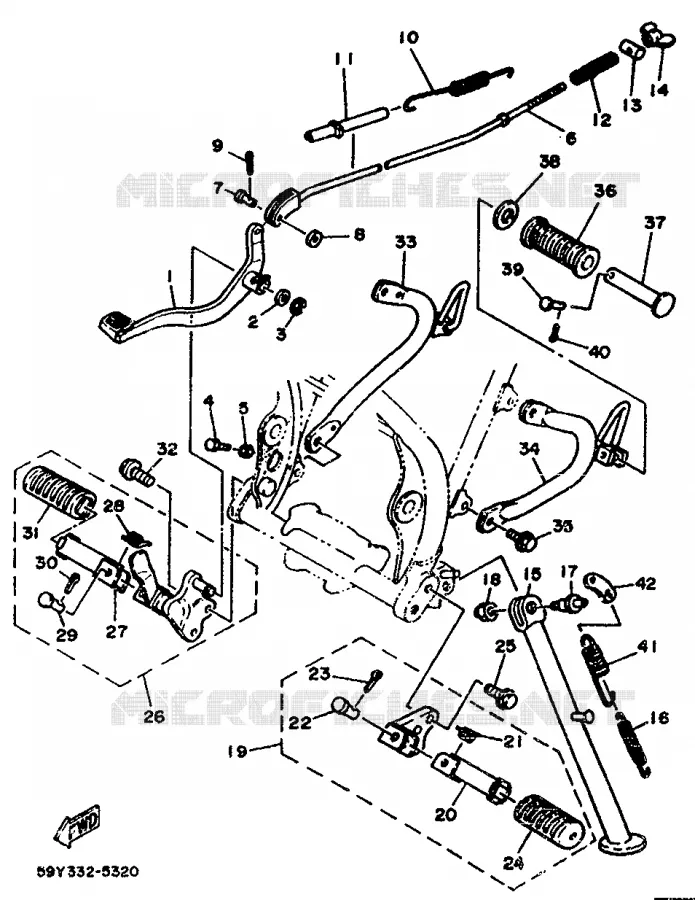SUPPORT / REPOSE PIEDS Yamaha MOTO 350 1986 XT  XT350N (13KW)