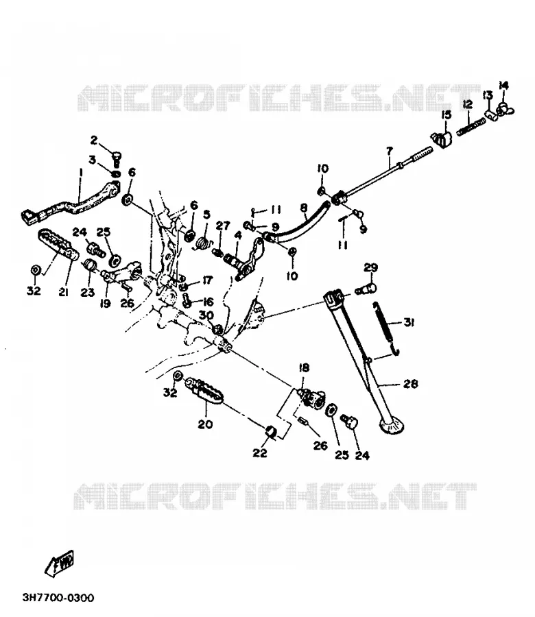 SUPPORT / REPOSE PIEDS Yamaha MOTO 500 1986 XT  XT500