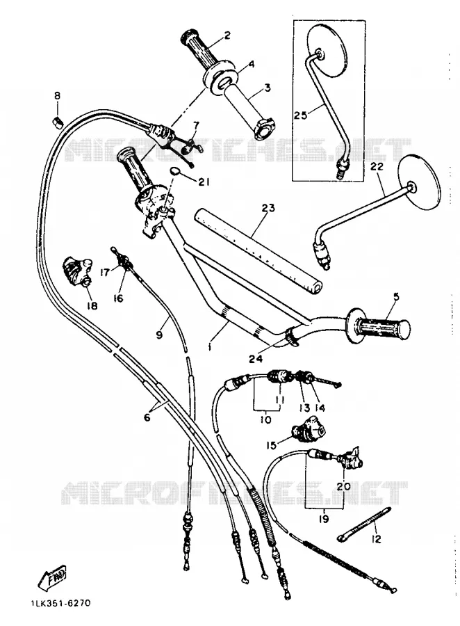 GUIDON ET CABLES Yamaha MOTO 500 1986 XT  XT500