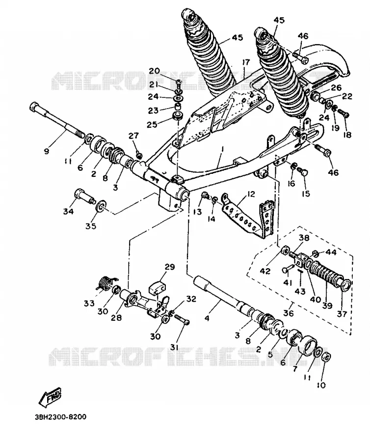 BRAS ARRIERE Yamaha MOTO 500 1988 XT  XT500