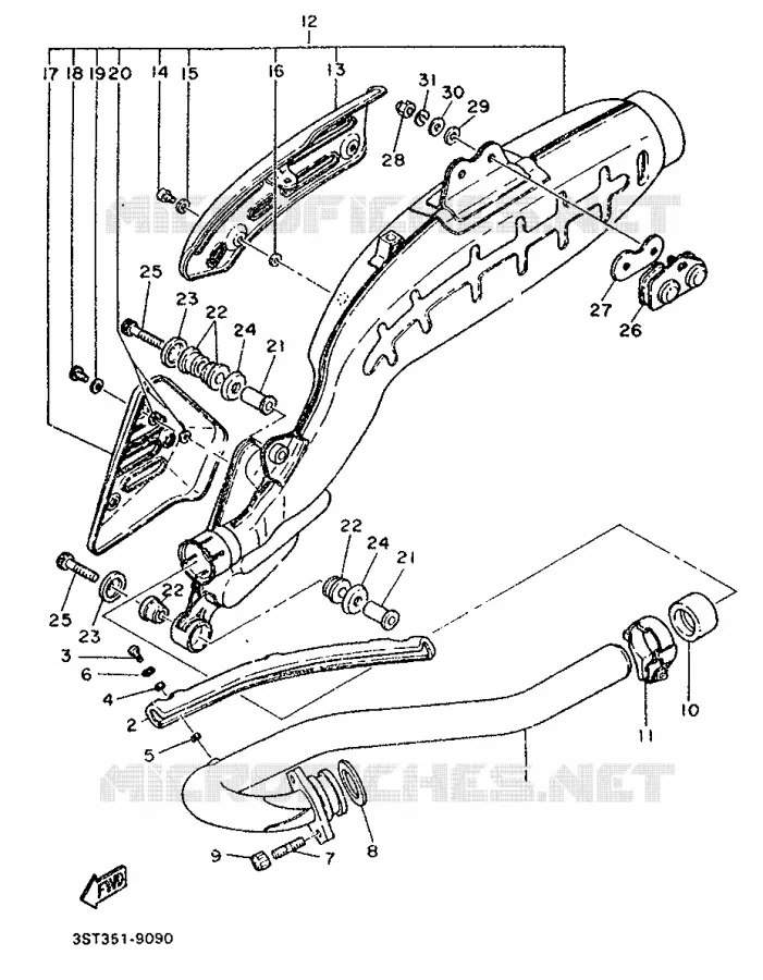 ECHAPPEMENT Yamaha MOTO 500 1989 XT  XT500