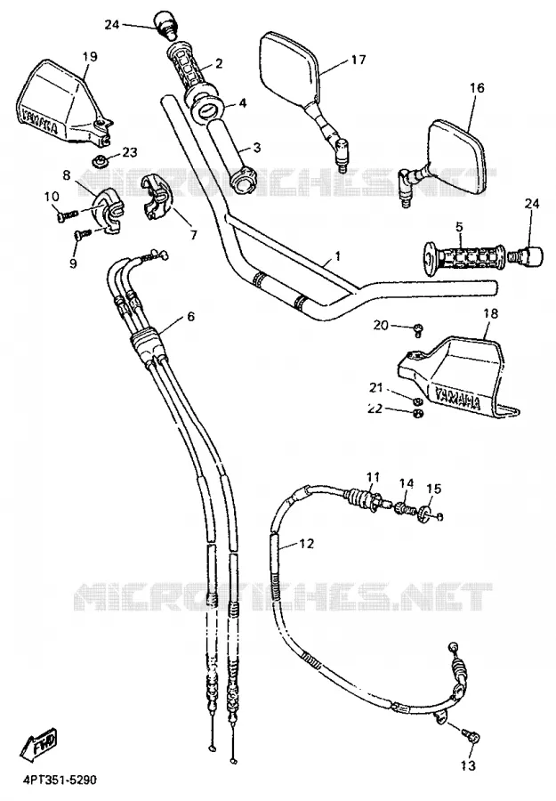 GUIDON ET CABLES Yamaha MOTO 500 1995 XTE  XT500E
