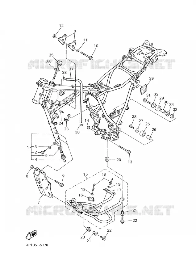 CADRE Yamaha MOTO 500 2002 XTE  XT500E