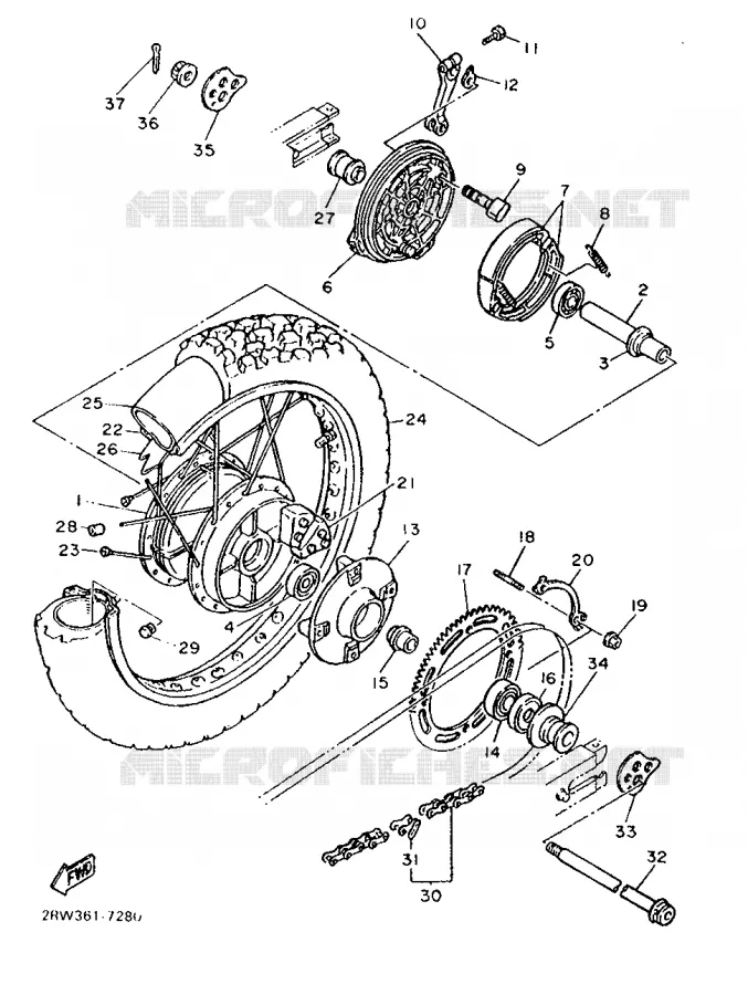 ROUE ARRIERE Yamaha MOTO 500 1987 XTZ  XT500Z
