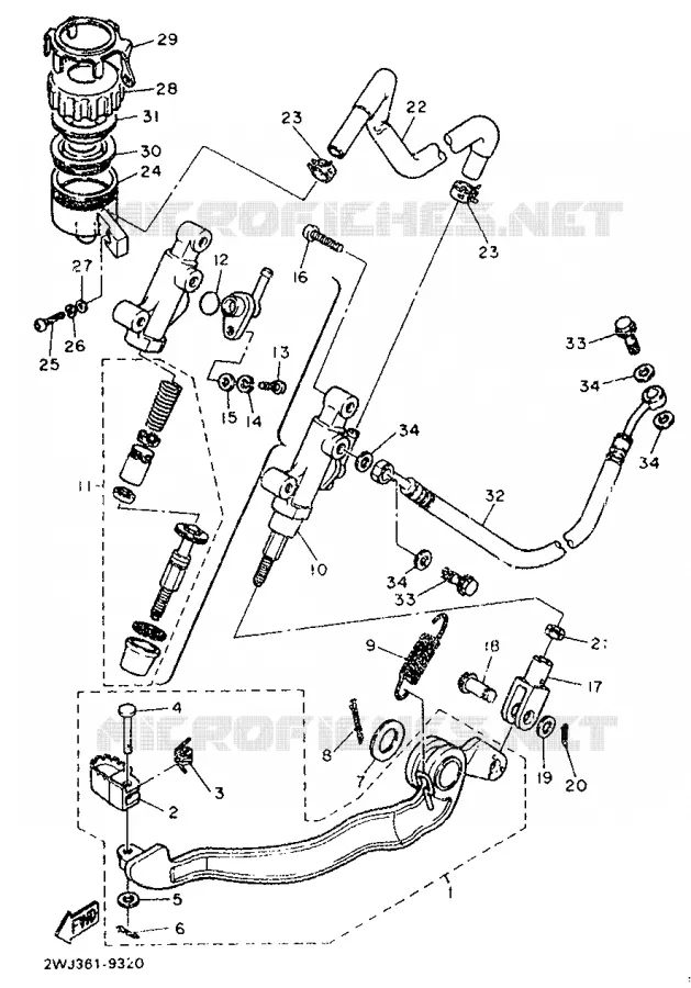 MAITRE CYLINDRE DE FREIN ARRIERE Yamaha MOTO 600 1989 XT  XT600