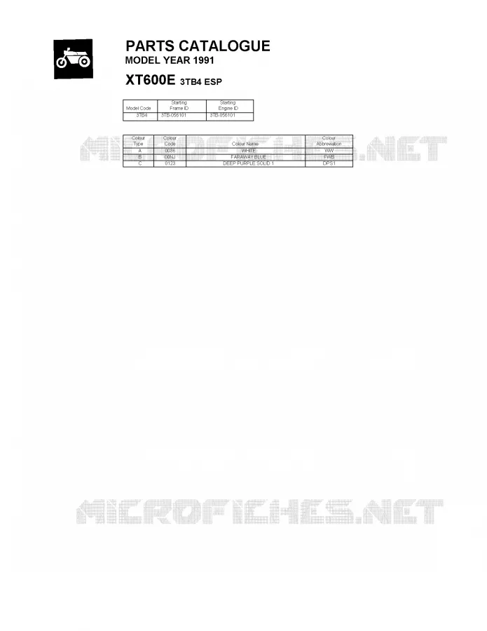 * CATALOG PREFACE * Yamaha MOTO 600 1991 XTE  XT600E
