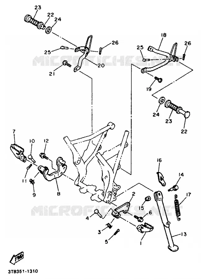 SUPPORT / REPOSE PIEDS Yamaha MOTO 600 1991 XTE  XT600E