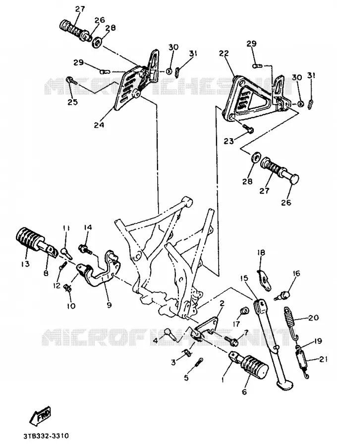 SUPPORT / REPOSE PIEDS Yamaha MOTO 600 1994 XTE  XT600E