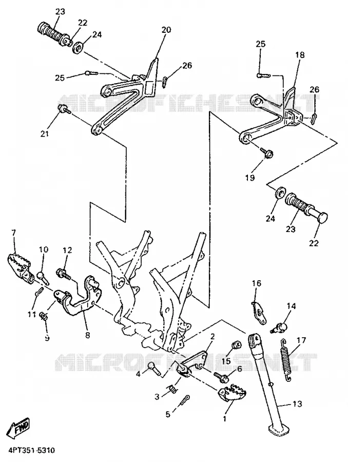 SUPPORT / REPOSE PIEDS Yamaha MOTO 600 1995 XTE  XT600E