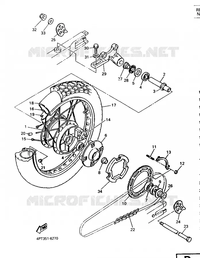 ROUE ARRIERE Yamaha MOTO 600 1996 XTE  XT600E