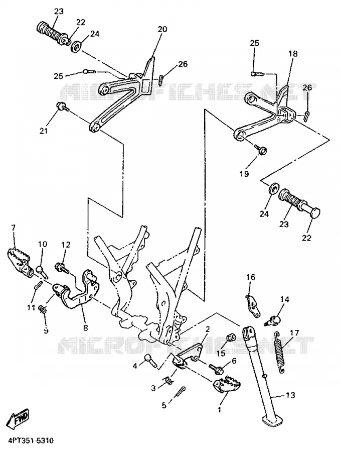 SUPPORT / REPOSE PIEDS Yamaha MOTO 600 1997 XTE  XT600E