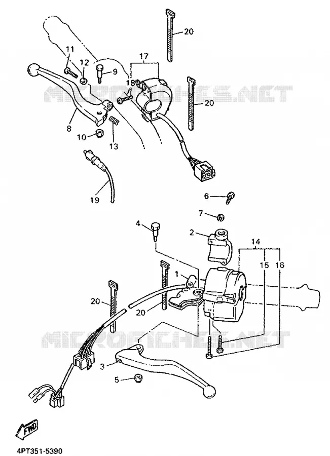 COMMODO / LEVIER Yamaha MOTO 600 1997 XTE  XT600E