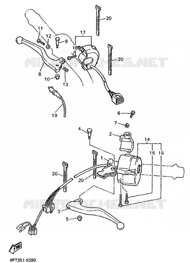COMMODO / LEVIER Yamaha MOTO 600 1997 XTE  XT600E