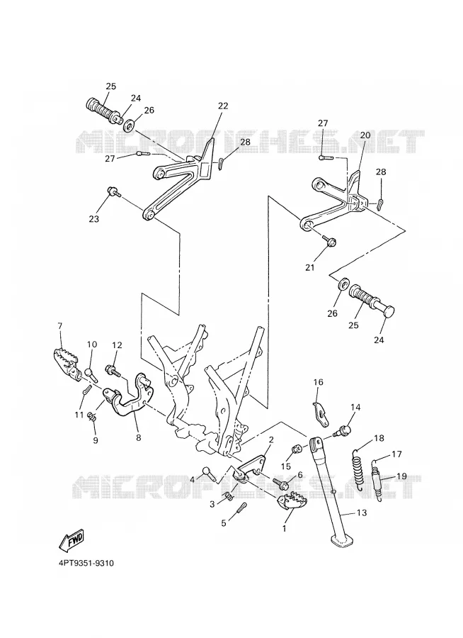 SUPPORT / REPOSE PIEDS Yamaha MOTO 600 2000 XTE  XT600E