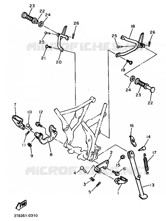 SUPPORT / REPOSE PIEDS Yamaha MOTO 600 1990 XTE  XT600EA