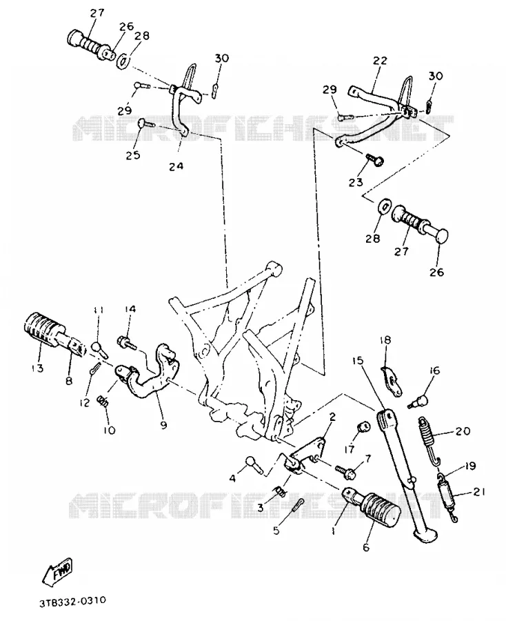 SUPPORT / REPOSE PIEDS Yamaha MOTO 600 1990 XTE  XT600EH (33KW)